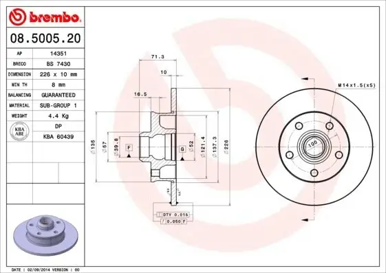 Bremsscheibe BREMBO 08.5005.20