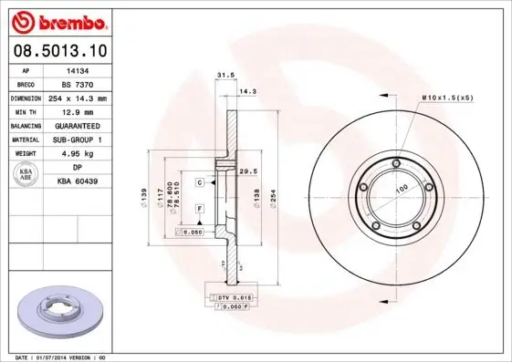 Bremsscheibe BREMBO 08.5013.10