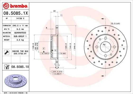 Bremsscheibe BREMBO 08.5085.1X