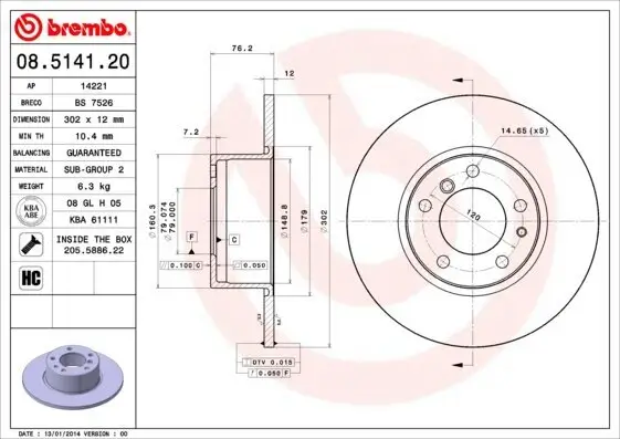 Bremsscheibe BREMBO 08.5141.20