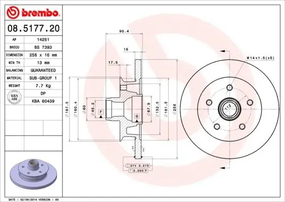 Bremsscheibe Vorderachse BREMBO 08.5177.20