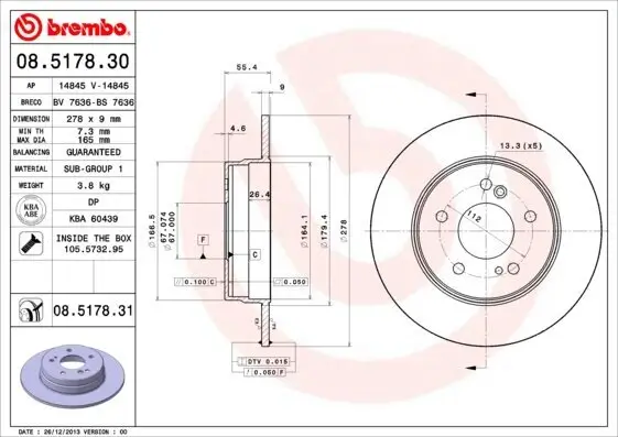 Bremsscheibe BREMBO 08.5178.31