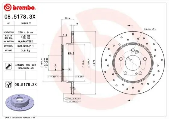 Bremsscheibe BREMBO 08.5178.3X