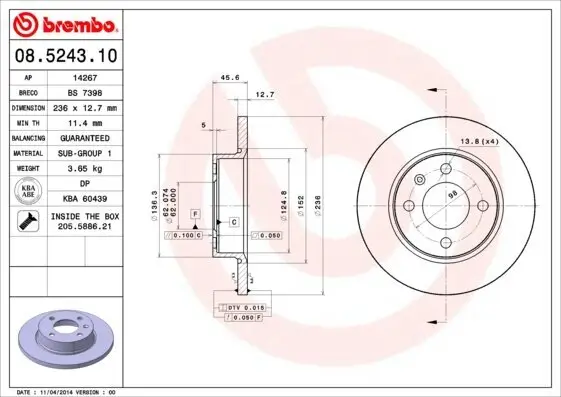 Bremsscheibe BREMBO 08.5243.10