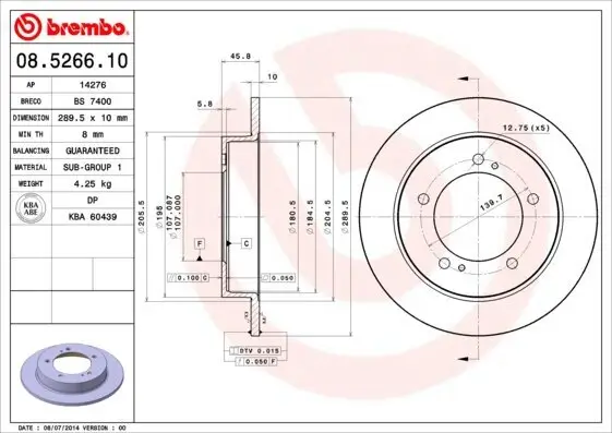 Bremsscheibe Vorderachse BREMBO 08.5266.10