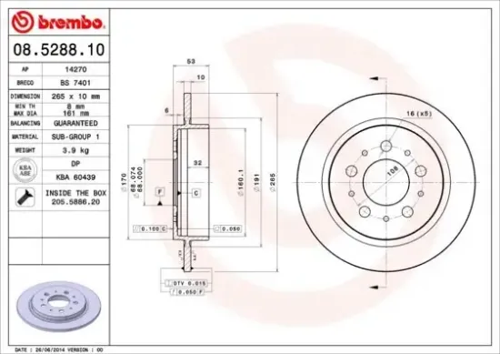 Bremsscheibe BREMBO 08.5288.10 Bild Bremsscheibe BREMBO 08.5288.10