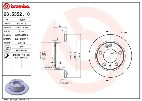 Bremsscheibe Hinterachse BREMBO 08.5352.10