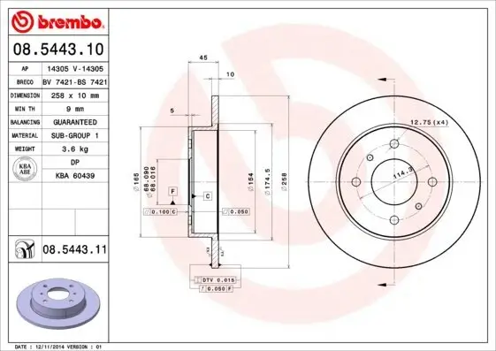 Bremsscheibe Hinterachse BREMBO 08.5443.11