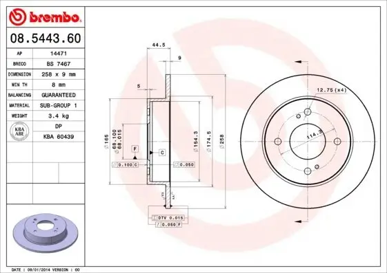 Bremsscheibe BREMBO 08.5443.60