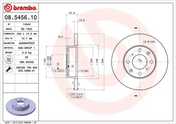 Bremsscheibe Vorderachse BREMBO 08.5456.10