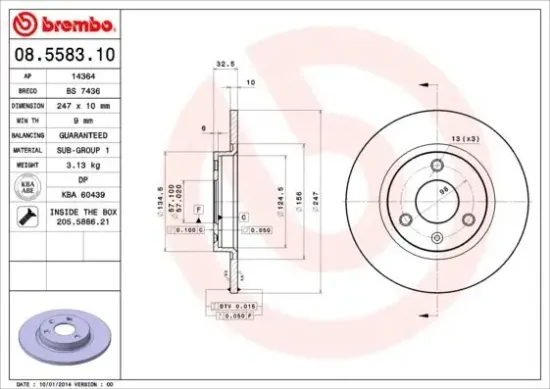 Bremsscheibe Vorderachse BREMBO 08.5583.10 Bild Bremsscheibe Vorderachse BREMBO 08.5583.10