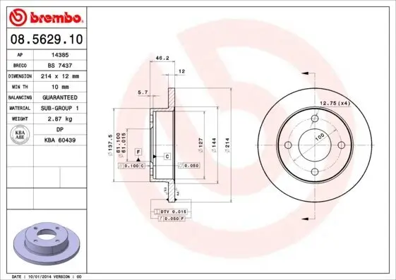 Bremsscheibe BREMBO 08.5629.10