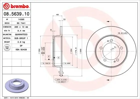 Bremsscheibe Hinterachse BREMBO 08.5639.10