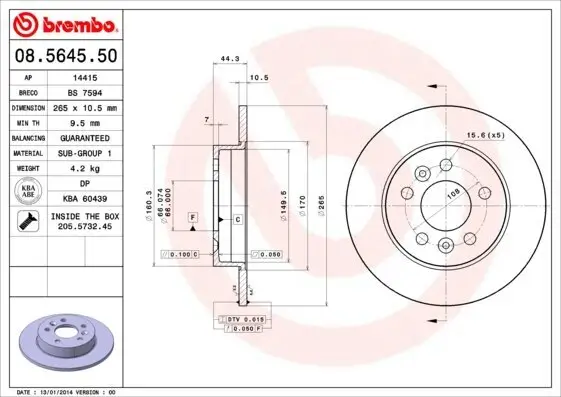 Bremsscheibe BREMBO 08.5645.50