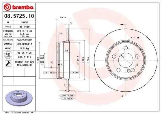 Bremsscheibe BREMBO 08.5725.10