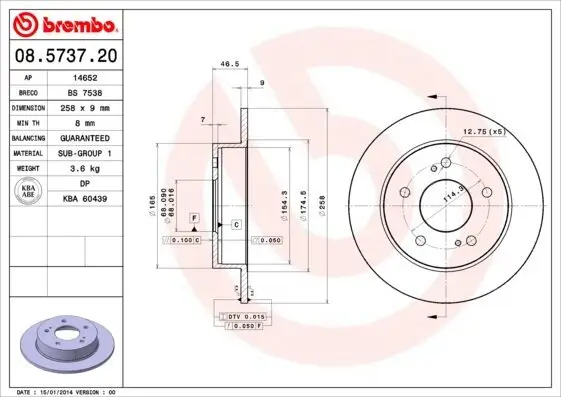 Bremsscheibe BREMBO 08.5737.20