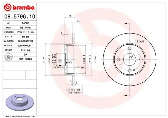 Bremsscheibe BREMBO 08.5796.10