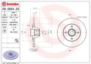 Bremsscheibe Hinterachse BREMBO 08.5834.25