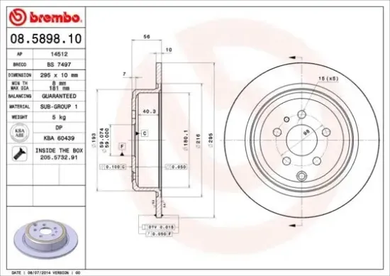 Bremsscheibe BREMBO 08.5898.10 Bild Bremsscheibe BREMBO 08.5898.10