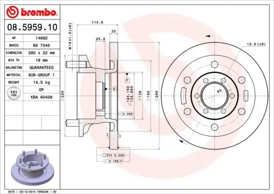 Bremsscheibe BREMBO 08.5959.10