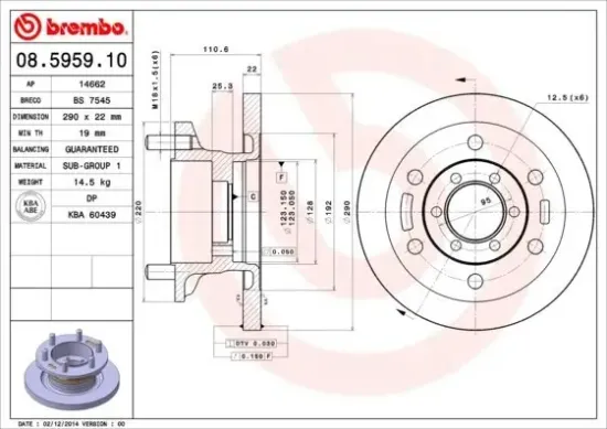 Bremsscheibe BREMBO 08.5959.10 Bild Bremsscheibe BREMBO 08.5959.10