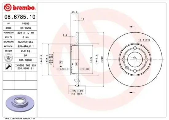 Bremsscheibe BREMBO 08.6785.10 Bild Bremsscheibe BREMBO 08.6785.10