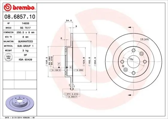 Bremsscheibe BREMBO 08.6857.10