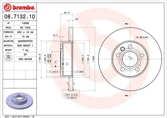 Bremsscheibe Vorderachse BREMBO 08.7132.10
