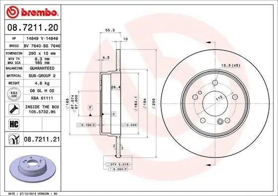 Bremsscheibe BREMBO 08.7211.21