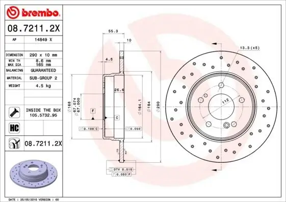 Bremsscheibe BREMBO 08.7211.2X