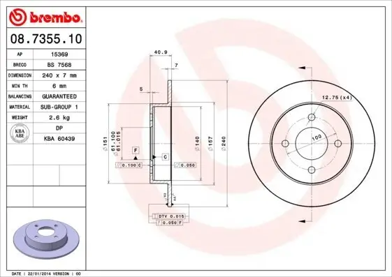 Bremsscheibe BREMBO 08.7355.10