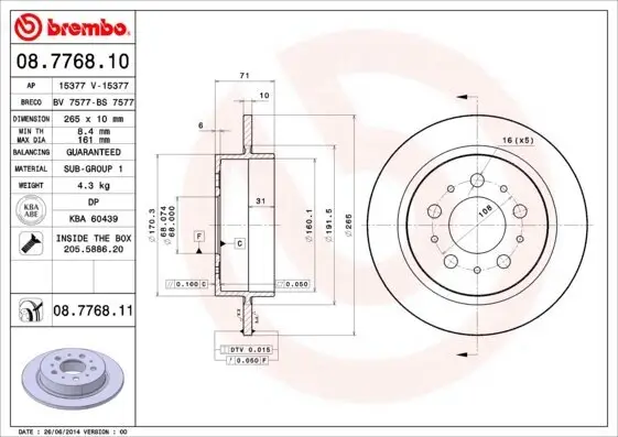 Bremsscheibe BREMBO 08.7768.10