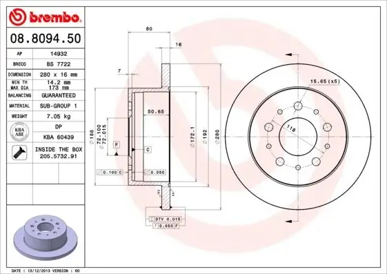 Bremsscheibe BREMBO 08.8094.50