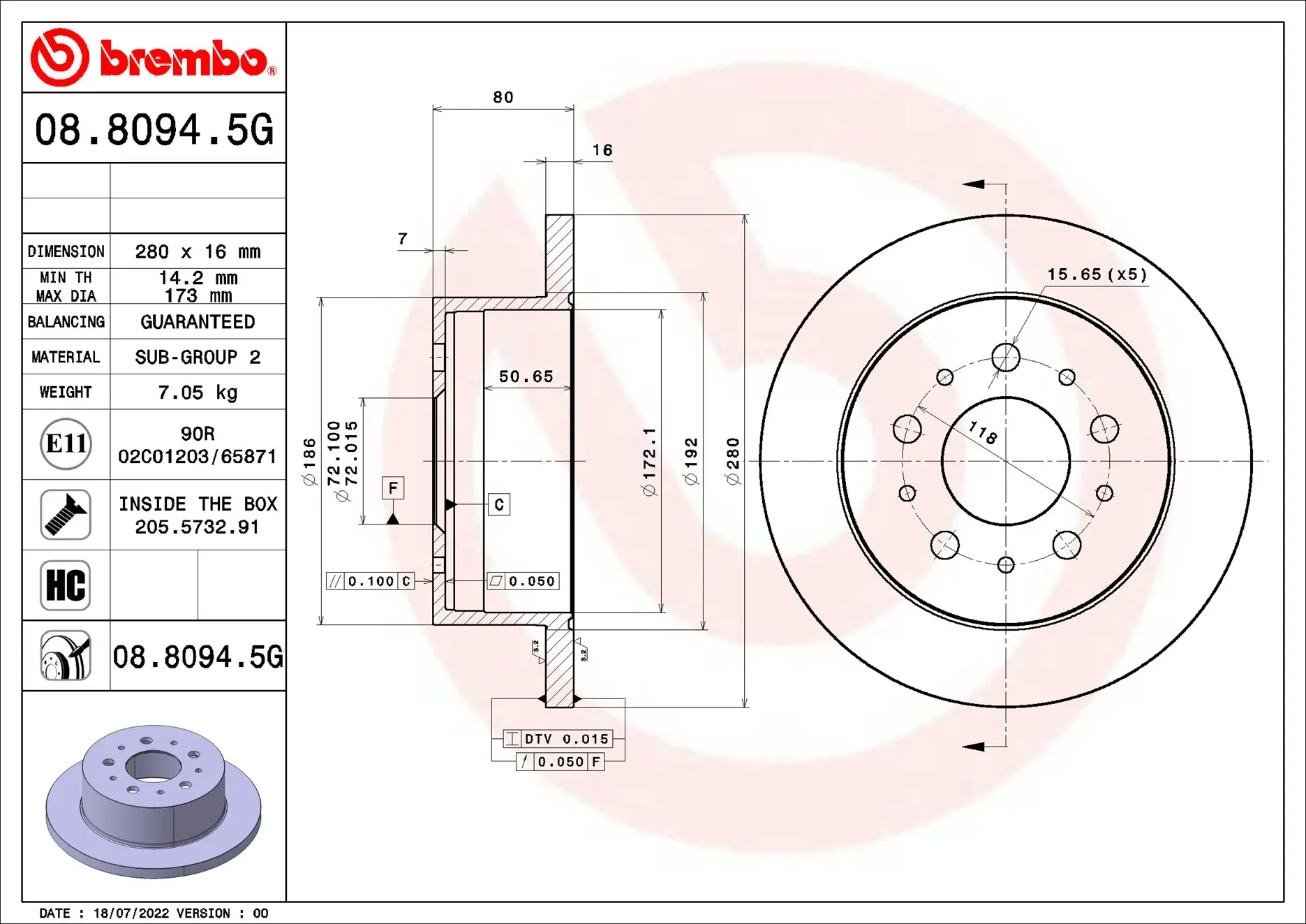 Bremsensatz, Scheibenbremse Hinterachse BREMBO KT 10 005