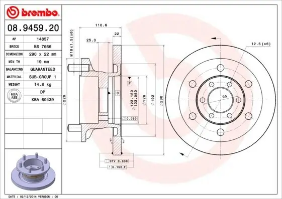 Bremsscheibe BREMBO 08.9459.20