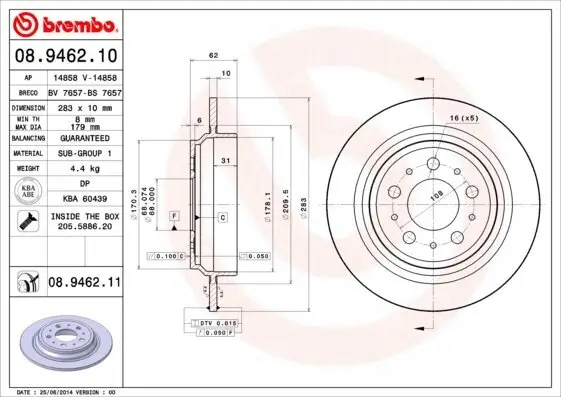 Bremsscheibe BREMBO 08.9462.11