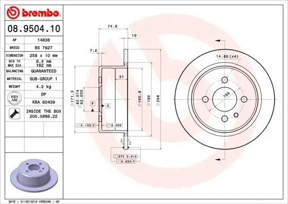 Bremsscheibe BREMBO 08.9504.10