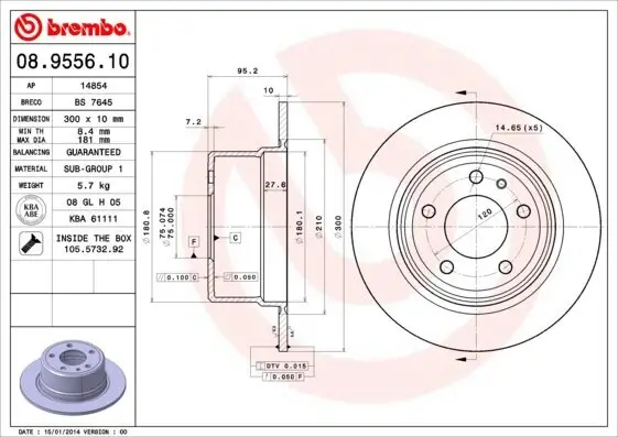 Bremsscheibe BREMBO 08.9556.10