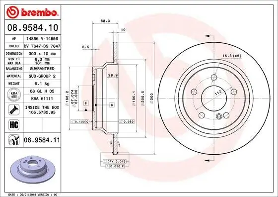 Bremsscheibe BREMBO 08.9584.11