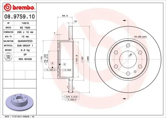 Bremsscheibe BREMBO 08.9759.10