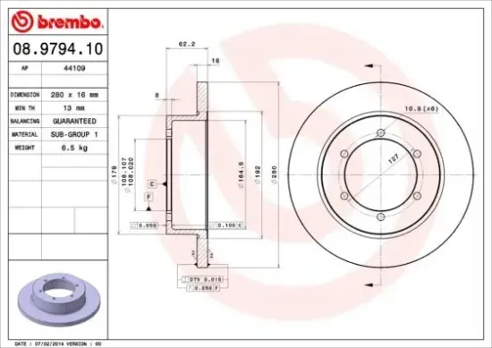 Bremsscheibe BREMBO 08.9794.10 Bild Bremsscheibe BREMBO 08.9794.10