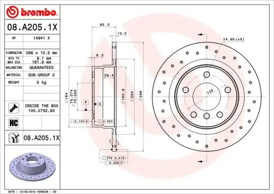 Bremsscheibe BREMBO 08.A205.1X