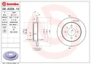 Bremsscheibe Hinterachse BREMBO 08.A328.10