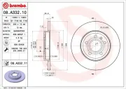 Bremsscheibe Hinterachse BREMBO 08.A332.11