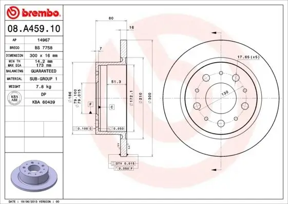 Bremsscheibe BREMBO 08.A459.10