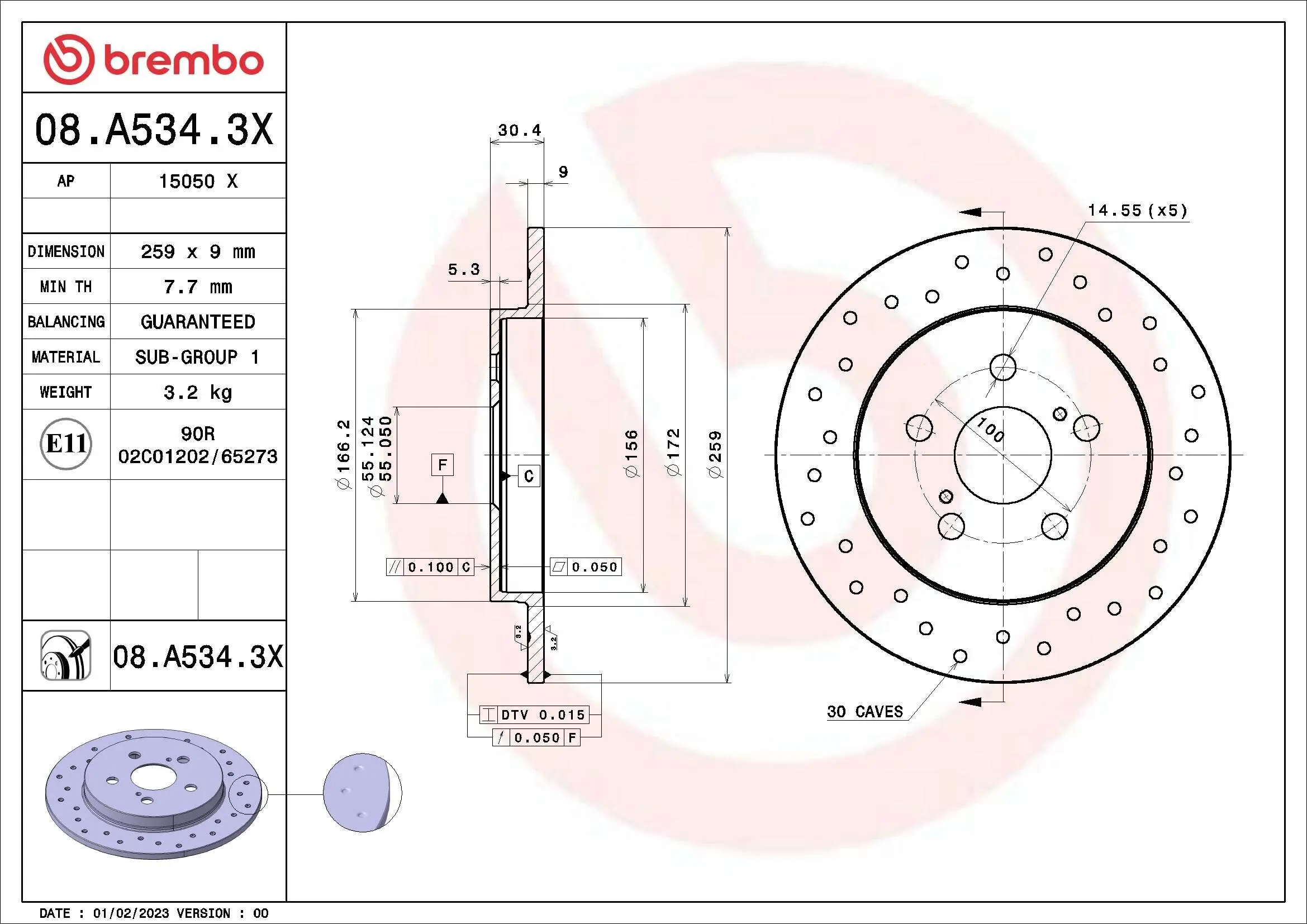 Bremsscheibe BREMBO 08.A534.3X