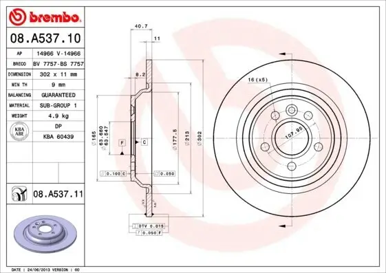 Bremsscheibe BREMBO 08.A537.11