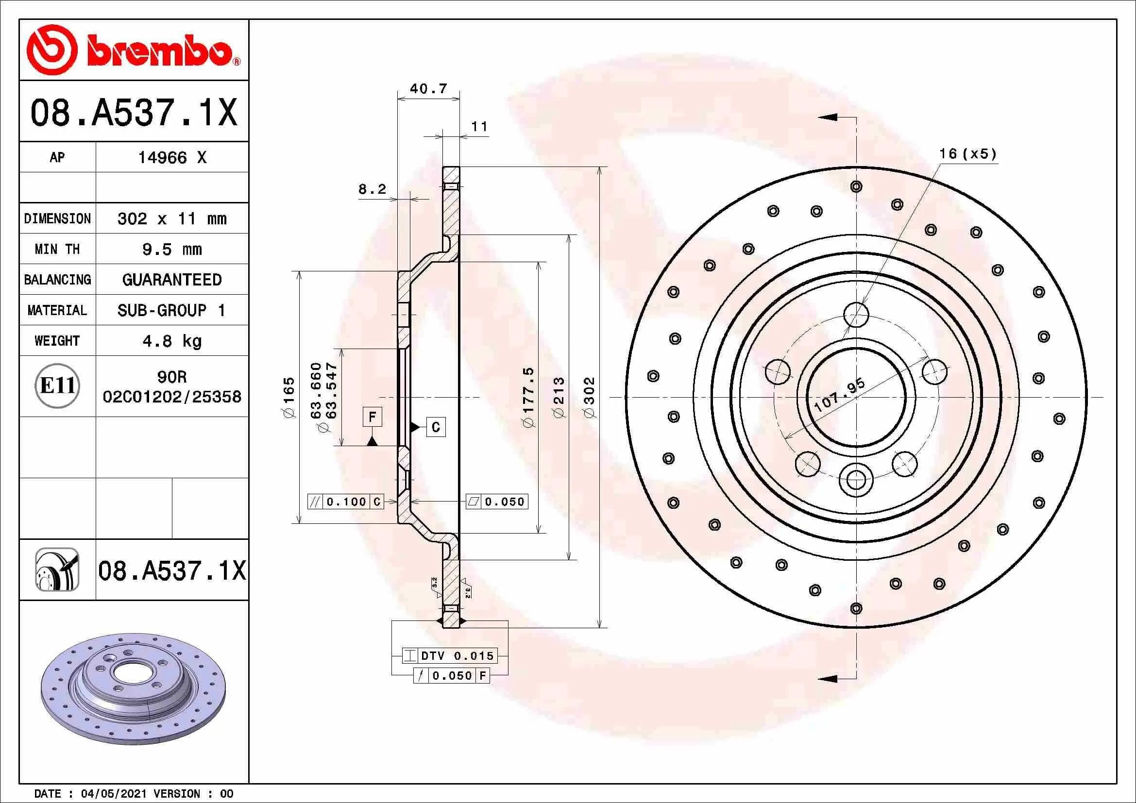 Bremsscheibe BREMBO 08.A537.1X