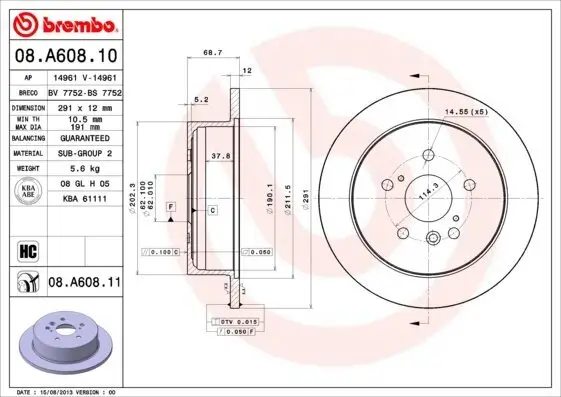 Bremsscheibe BREMBO 08.A608.11