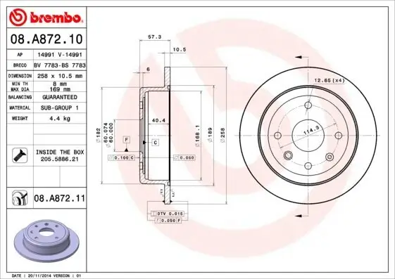 Bremsscheibe BREMBO 08.A872.11